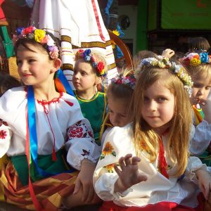 Ukrainian girls in traditional garb